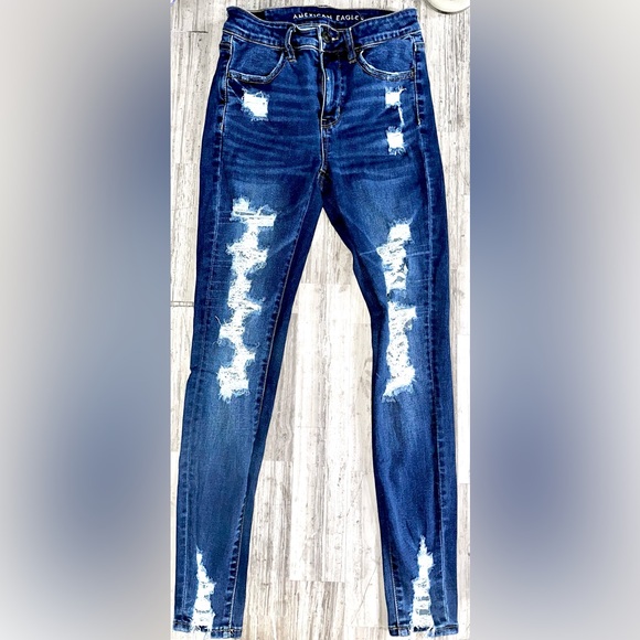 American Eagle Outfitters Denim - American Eagle Outfitters Blue Skinny Jeans with Distressed Detailing